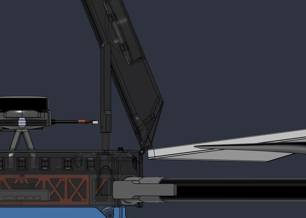 Hinged Starlink dish mount, side section